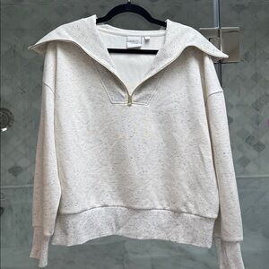 Varley Speckled Cream Quarter-Zip Women's Sweater